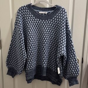 Altar'd State Navy and Light Blue Checkered Sweater